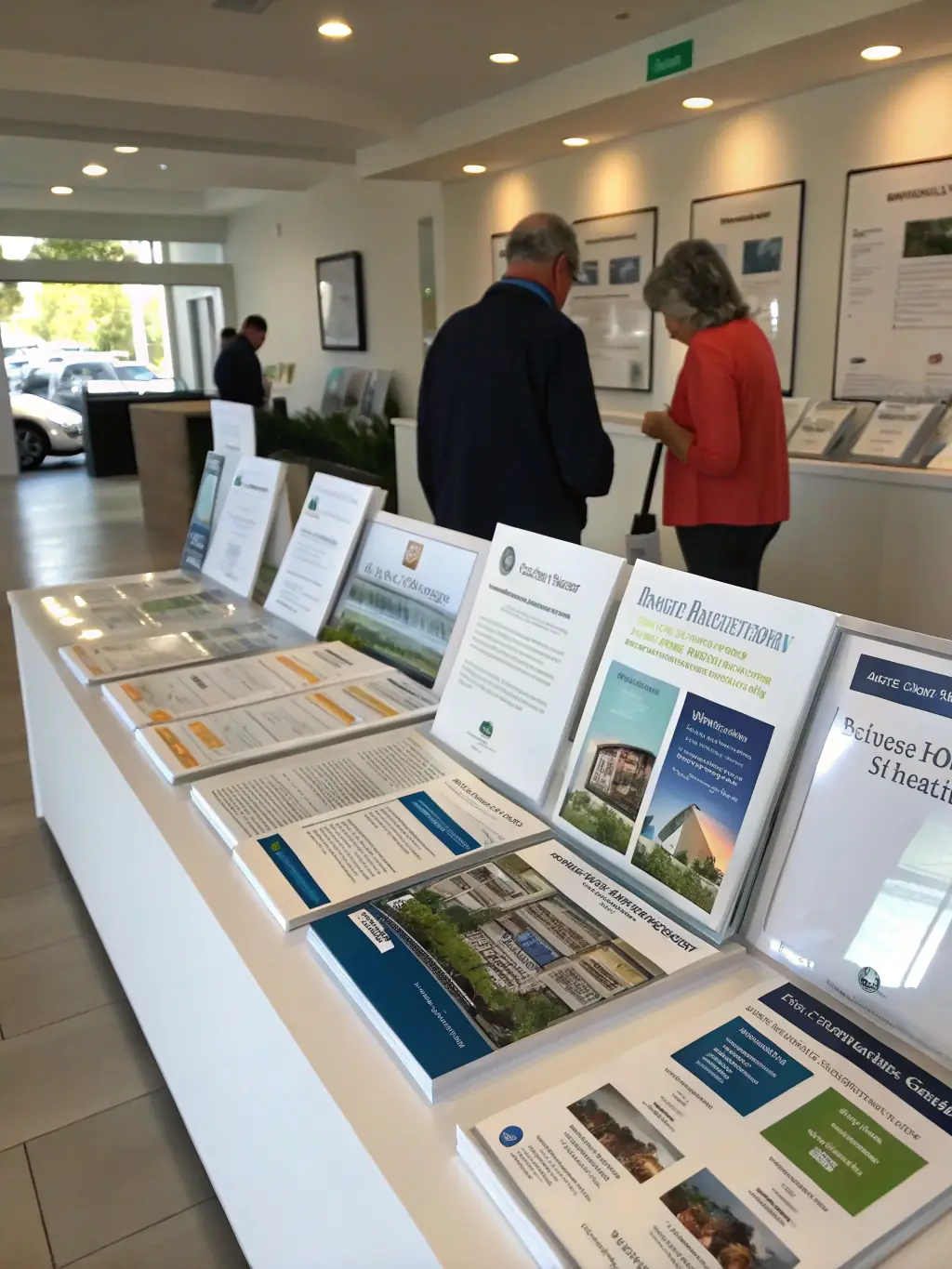 An image of a transparent glass display case showcasing various Medicare plan documents, emphasizing clarity and openness in our service.
