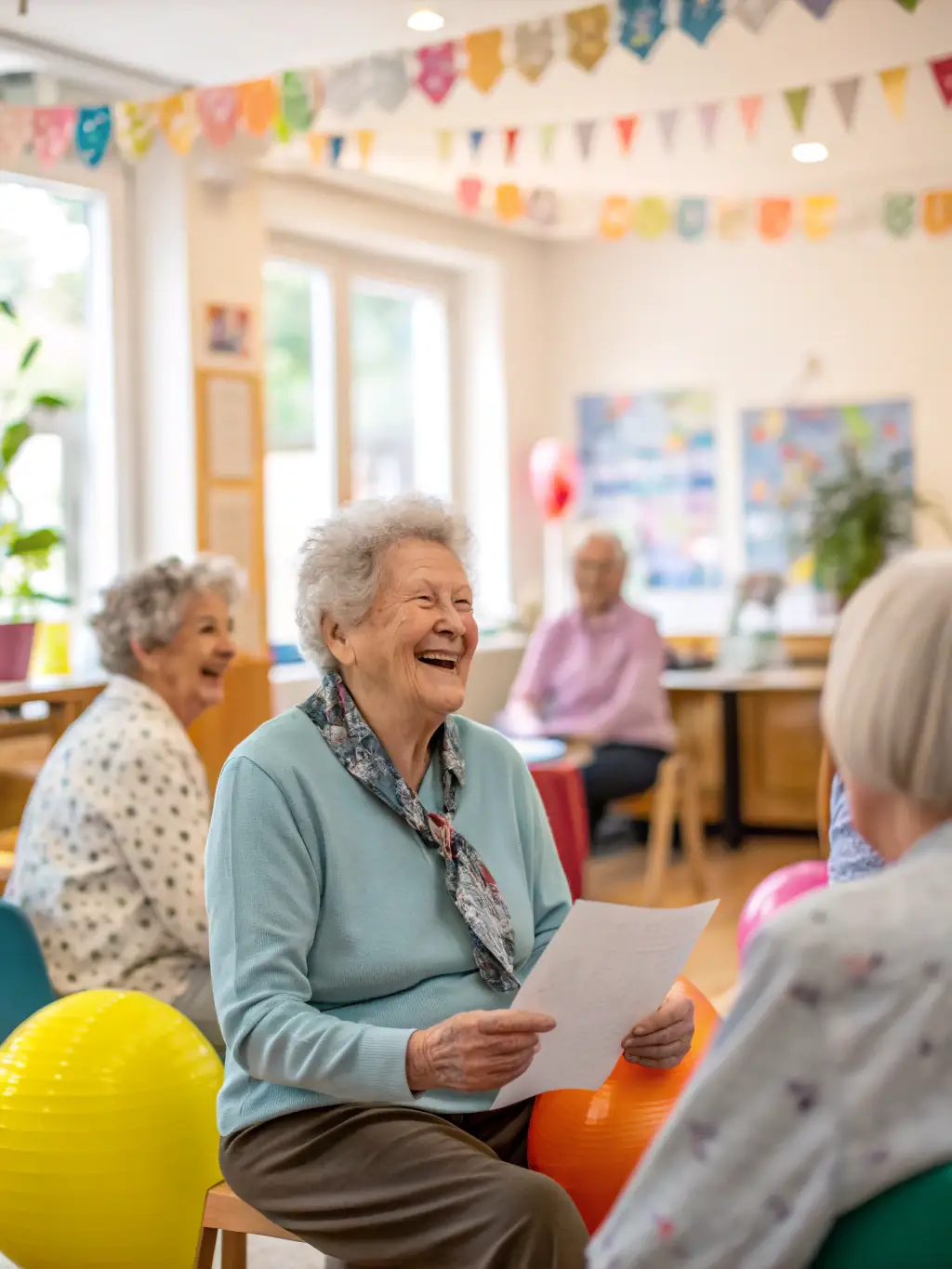 A diverse group of senior citizens smiling and engaging with an Integrity Medicare advisor during a group information session, showcasing community and support.
