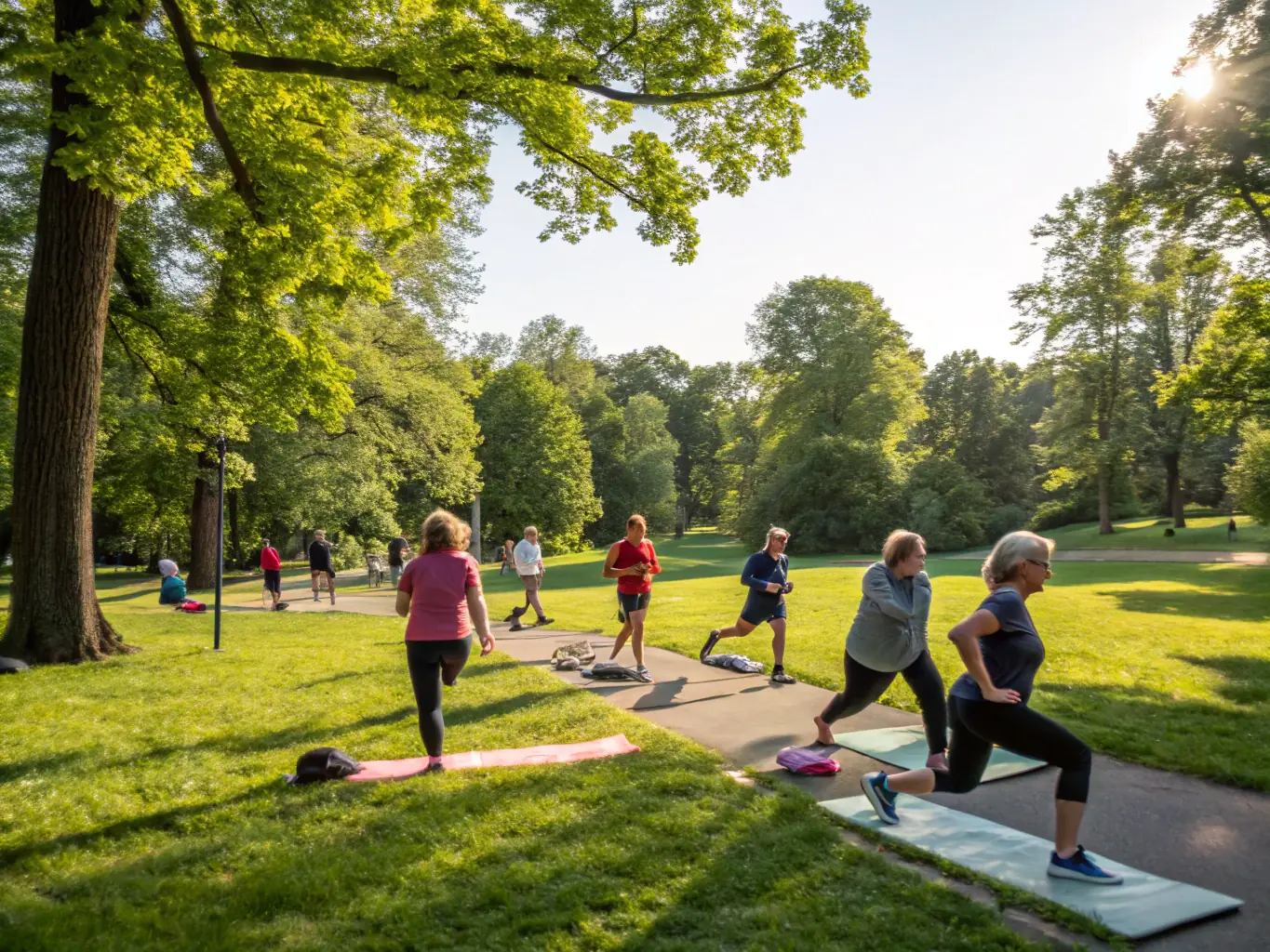 A diverse group of seniors participating in a fitness class at a community center, representing the additional wellness programs offered by Medicare Advantage plans.