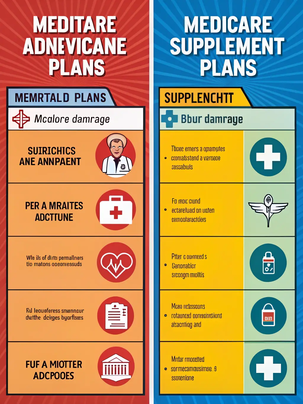A clear and concise chart comparing different Medigap plans, highlighting coverage gaps and benefits, with an advisor pointing to key details.