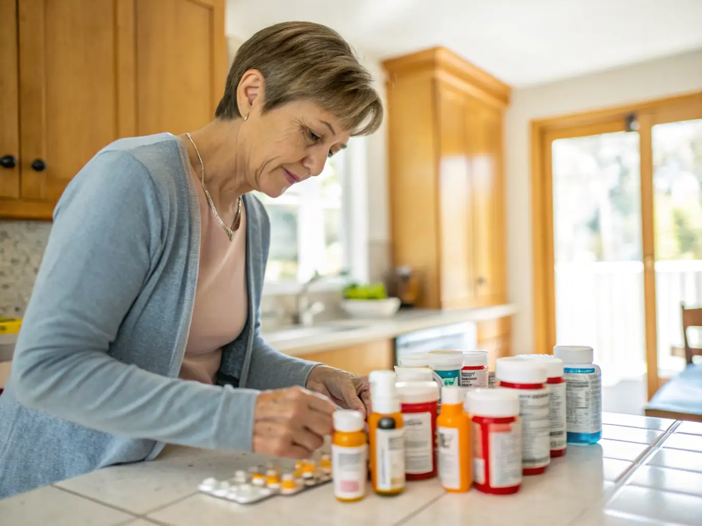 A person holding prescription medication with a Prescription Drug Plan card visible in the background. The image emphasizes access to affordable medications.